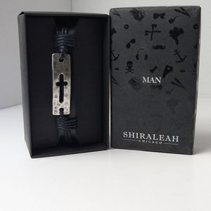 New Shiraleah Man Black Thornton Cross Bracelet  Adjustable Edgy Trendy